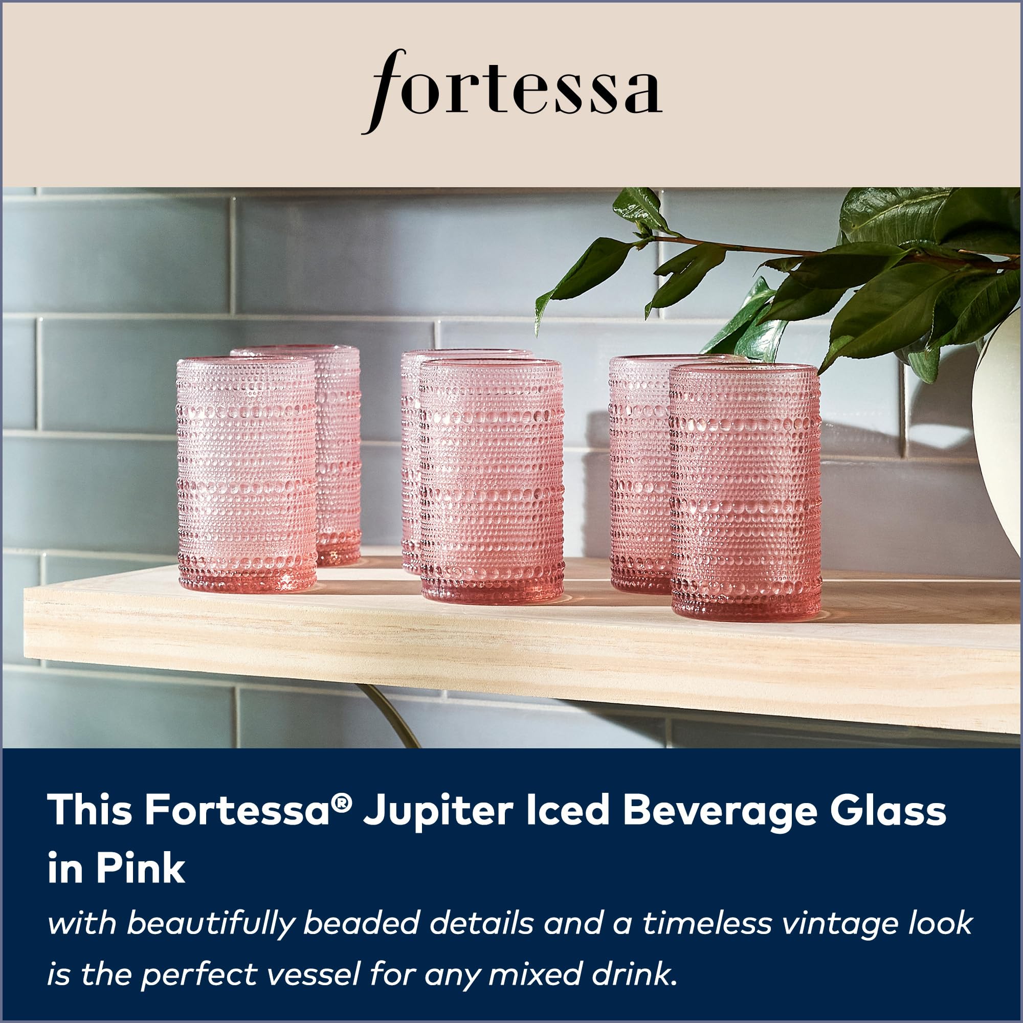 Amazon.com | Fortessa Jupiter Beaded Hobnail Glass, 13 Ounce Iced